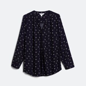 Floral Blouse Navy with soft yellow flowers